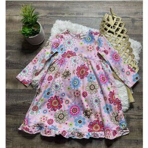 Hanna Andersson Pink Long Sleeve Cotton Floral Dress Girl’s  US 7-10 130